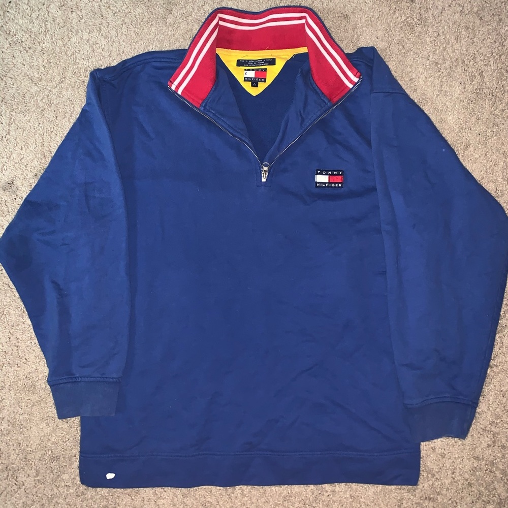vintage royal blue tommy hilfiger quarter zip